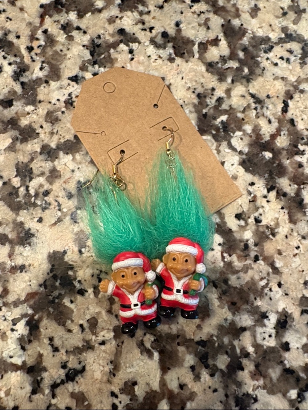 Trolls Santa Troll Earrings with Bright Green Hair